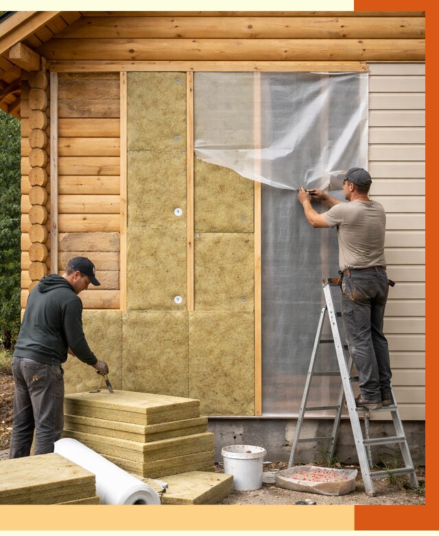 Утепление дома из бруса в Алейске от 3867 руб./м2 — работы под ключ | ТепломастерЛук