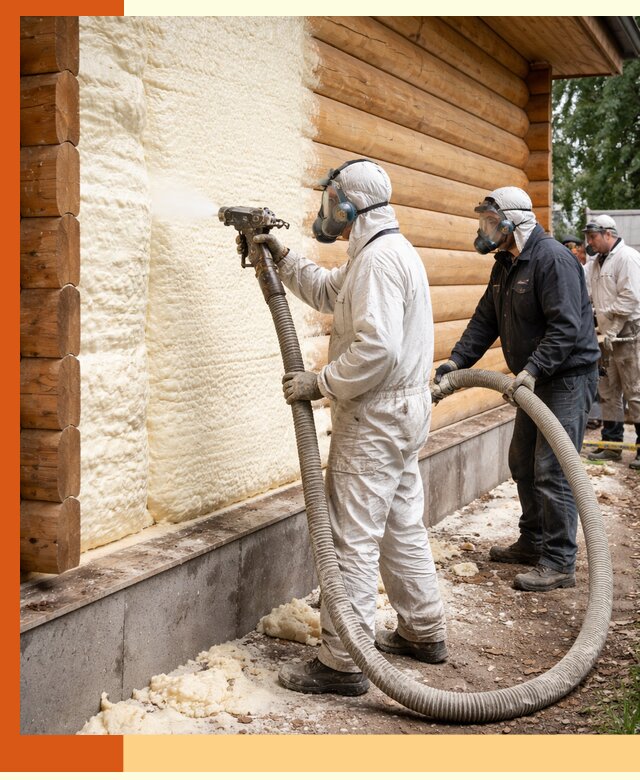 Утепление дома из бруса пенополиуретаном в Алейске