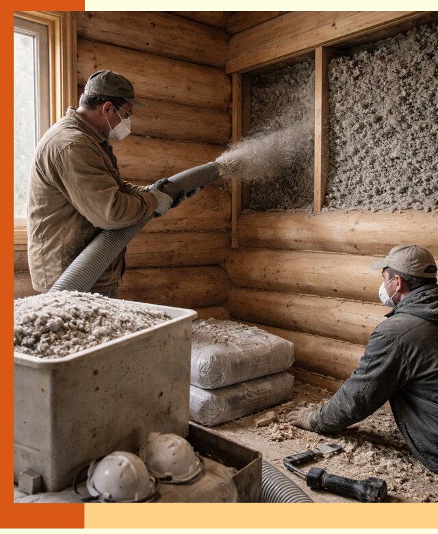 Утепление дома из бруса эковатой в Алейске