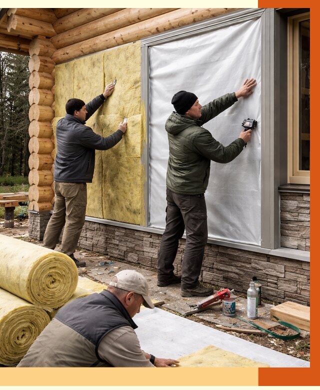 Утепление бревенчатого дома в Алейске от 7888 руб/м2 — заказать под ключ | ТепломастерЛук