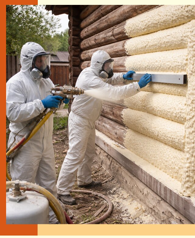 Утепление бревенчатого дома ППУ в Алейске эффективной изоляцией