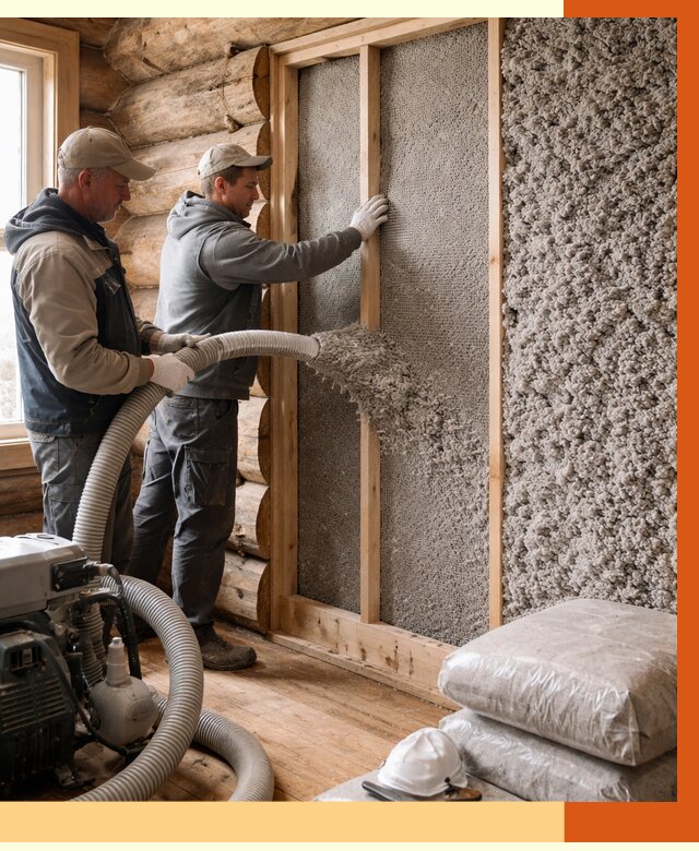 Утепление бревенчатого дома эковатой в Алейске от 2836 руб. | ТепломастерЛук