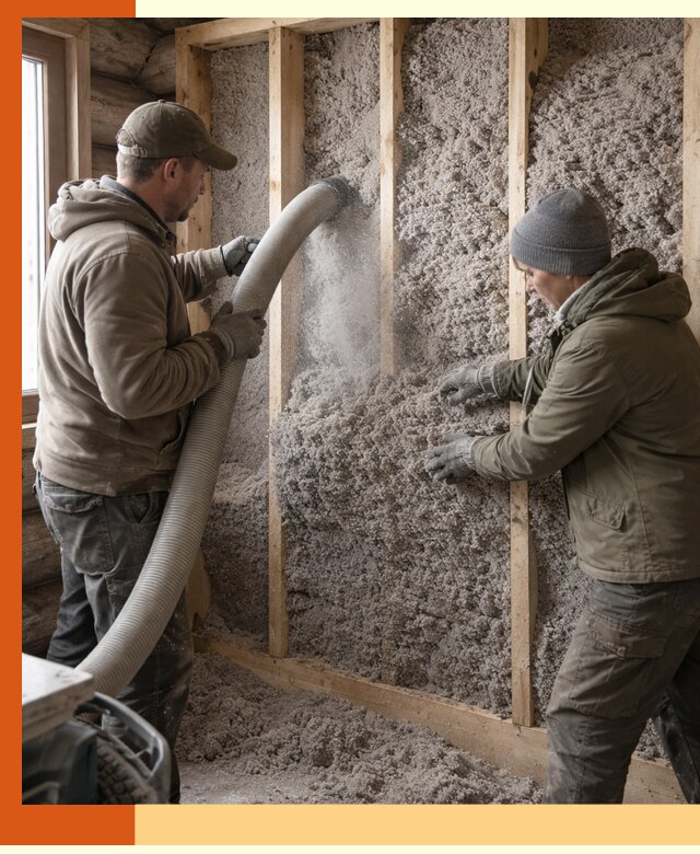 Утепление бревенчатого дома эковатой в Алейске