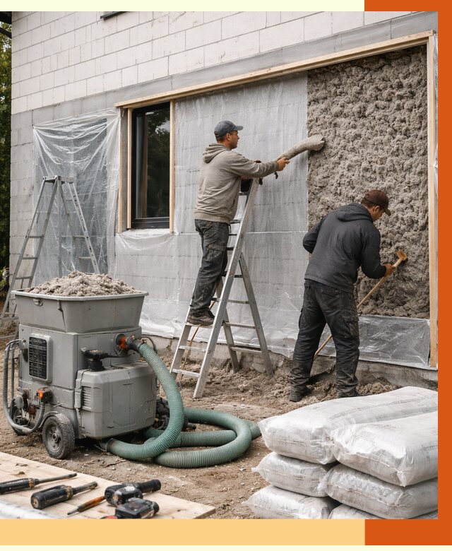 Утепление дома из газобетона эковатой в Алейске от 4640 руб./м2 | ТепломастерЛук