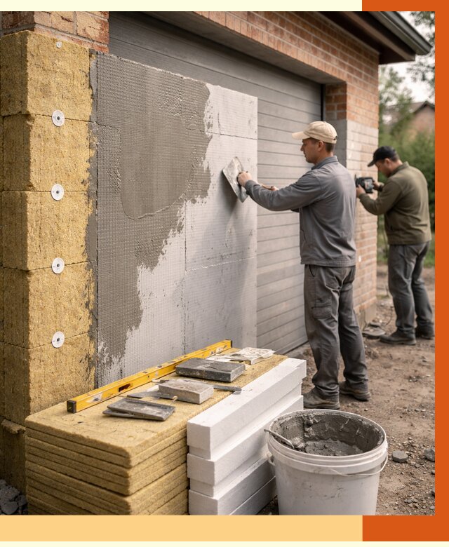 Утепление гаража снаружи в Алейске от 4331 руб. за м2 — наружное утепление под ключ | ТепломастерЛук