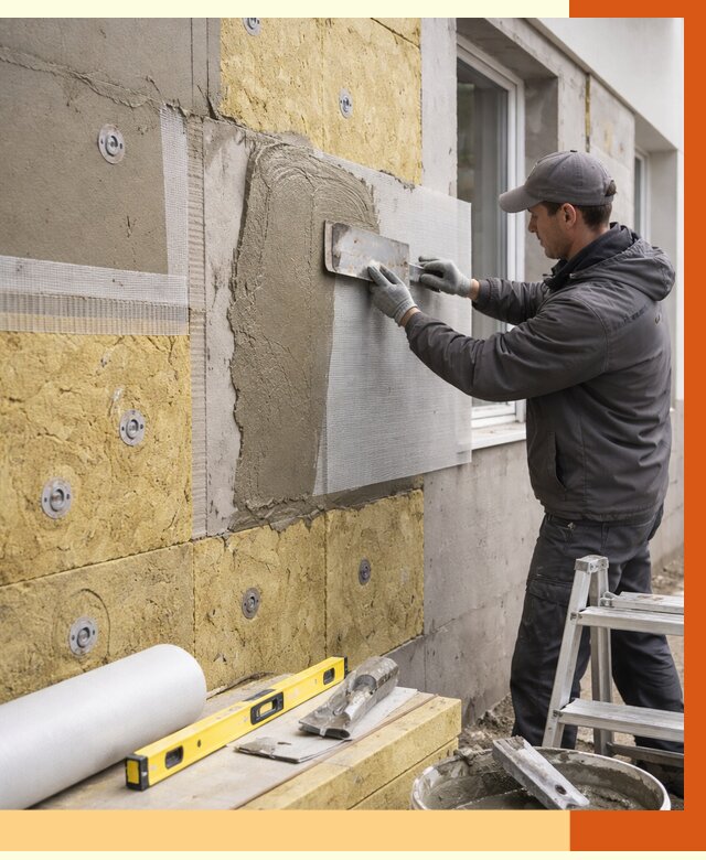 Утепление фасада под штукатурку в Алейске от 4331 руб/м2 — монтаж пенопластом и минватой | ТепломастерЛук