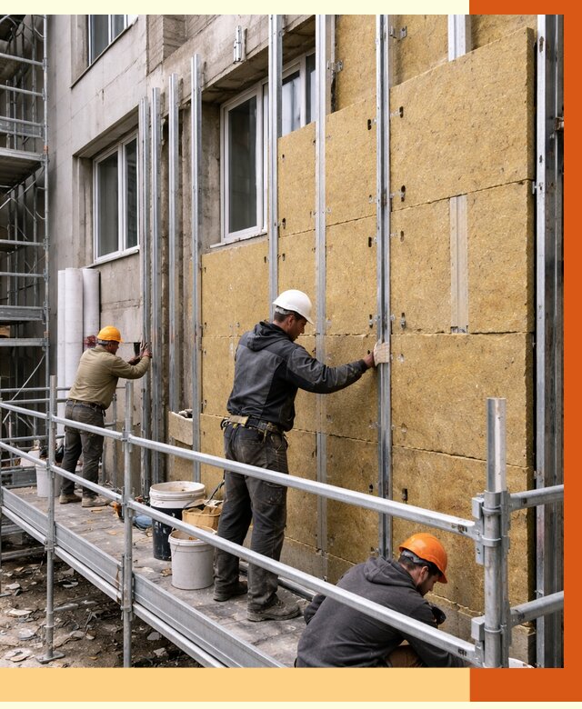 Утепление вентилируемого фасада в Алейске от 5774 руб/м2 — монтаж и утепление вентфасад | ТепломастерЛук