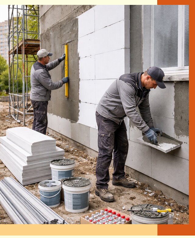 Утепление фасада и стен снаружи в Алейске от 4331 руб. | ТепломастерЛук