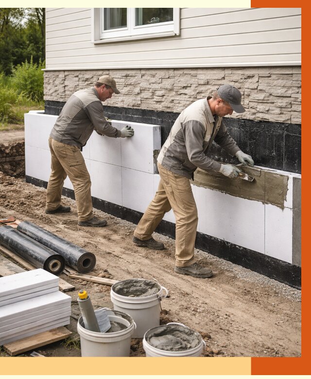 Утепление фундамента снаружи в Алейске от 4331 руб. за м² | ТепломастерЛук