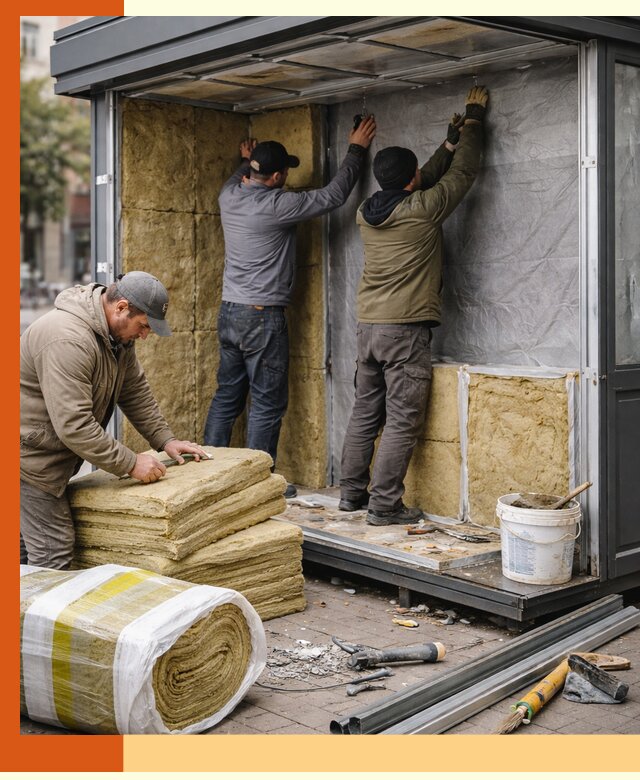 Утепление павильона шаурмы под ключ в Алейске