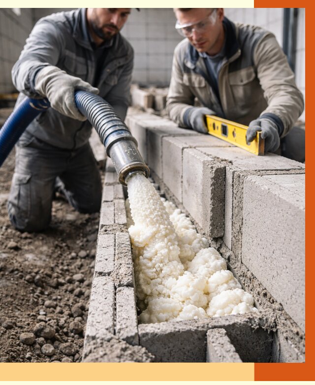 Заполнение колодцевой кладки ППУ в Алейске от 4331 руб. за м2 | ТепломастерЛук