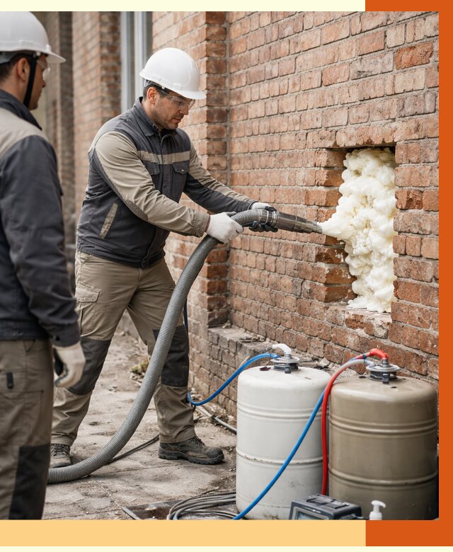 Заливка ППУ в пустоты кирпичной стены в Алейске от 2836 руб. | ТепломастерЛук