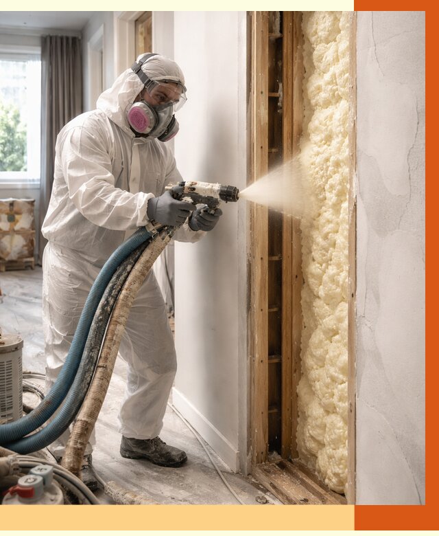 Межстеновое утепление ППУ в Алейске от 2836 руб/м2 — межстенное утепление под ключ | ТепломастерЛук