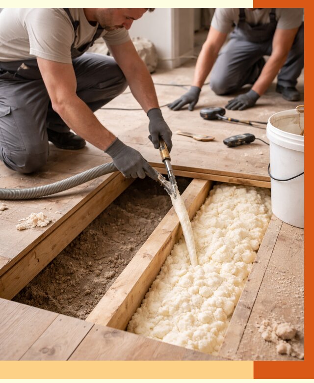 Заполнение пустот пола в Алейске от 2784 руб. — утепление пустот пола под ключ | ТепломастерЛук