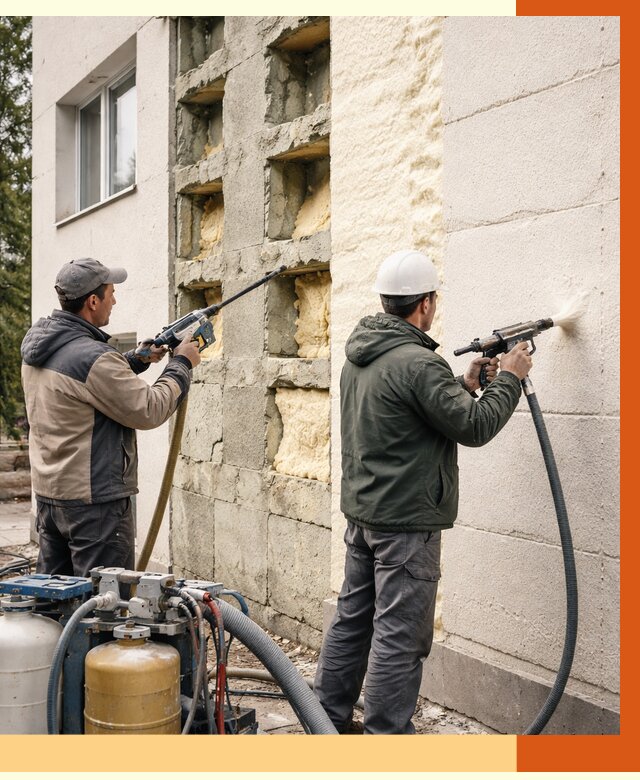 Заполнение пустот фасада в Алейске от 4640 руб. — утепление пустот облицовки | ТепломастерЛук