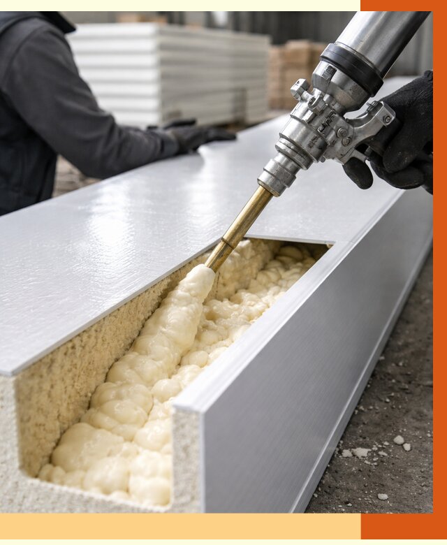 Заполнение пустот холодильных панелей в Алейске от 7733 руб. | ТепломастерЛук