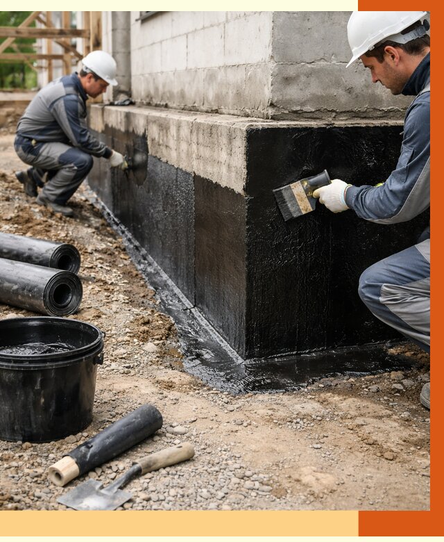 Гидроизоляция фундамента в Алейске от 1289 руб. — профессионально, под ключ | ТепломастерЛук