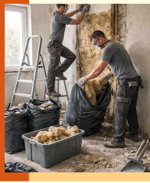 Демонтаж старого утеплителя и вывоз отходов в Алейске