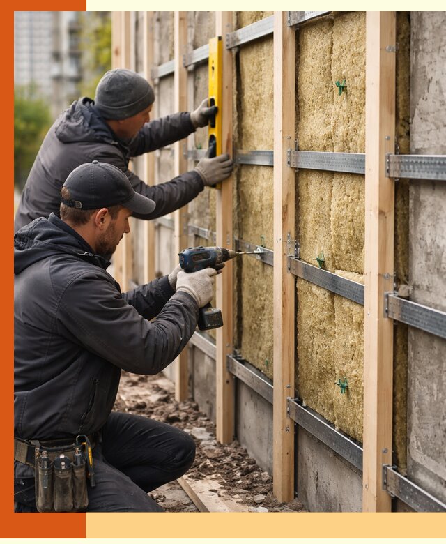 Монтаж обрешетки под утепление зданий и квартир в Алейске